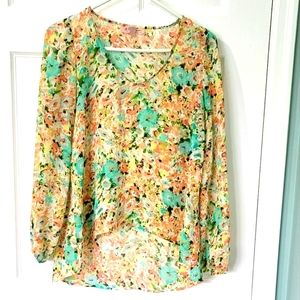 Philosophy Women's Pull-Over Sheer Floral Blouse Size S